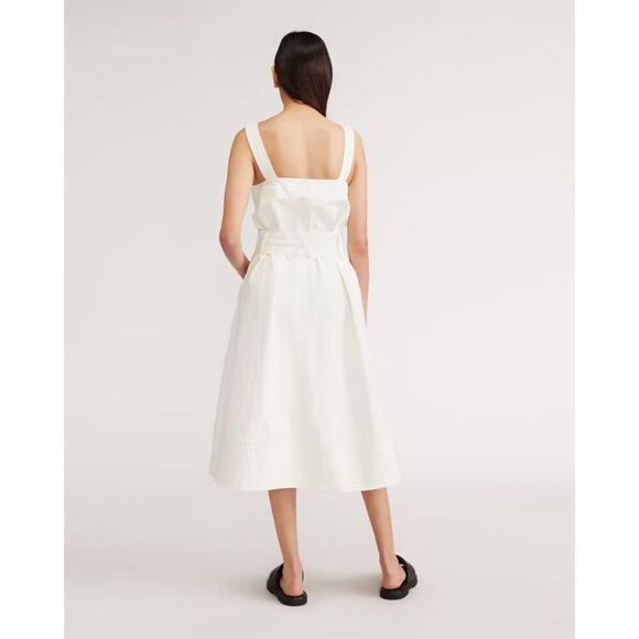 Everlane 100% Organic Cotton Herringbone Dress In White Size XS